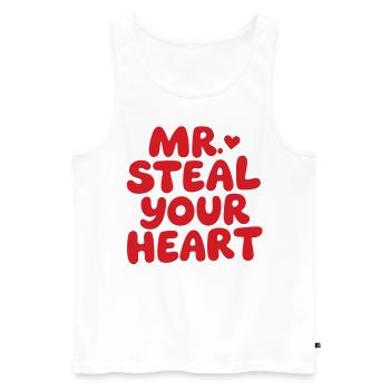 Mr Steal Your Heart Romantisches Valentinstag - Männer Premium Bio Tank Top - Weiß - Vorne - AI Model Male 178 light (178cm)