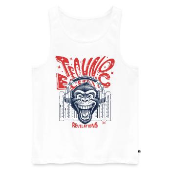 Rhythm Shirt: When monkey and techno merge - Men's Premium Organic Tank Top - white - Front - AI Model Male 178 light (178cm)