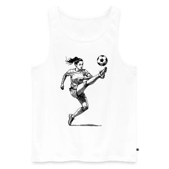 Kicker in focus: Women's football and scoring - Men's Premium Organic Tank Top - white - Front - AI Model Male 178 light (178cm)