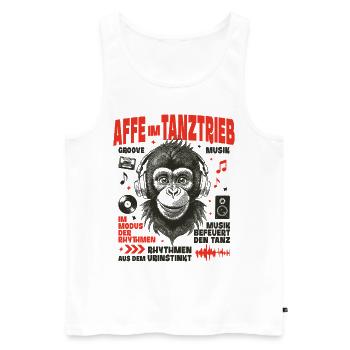 Wild Beat T-Shirt – Pure Monkey Dance - Débardeur bio Premium Homme - blanc - Devant - AI Model Male 178 light (178cm)
