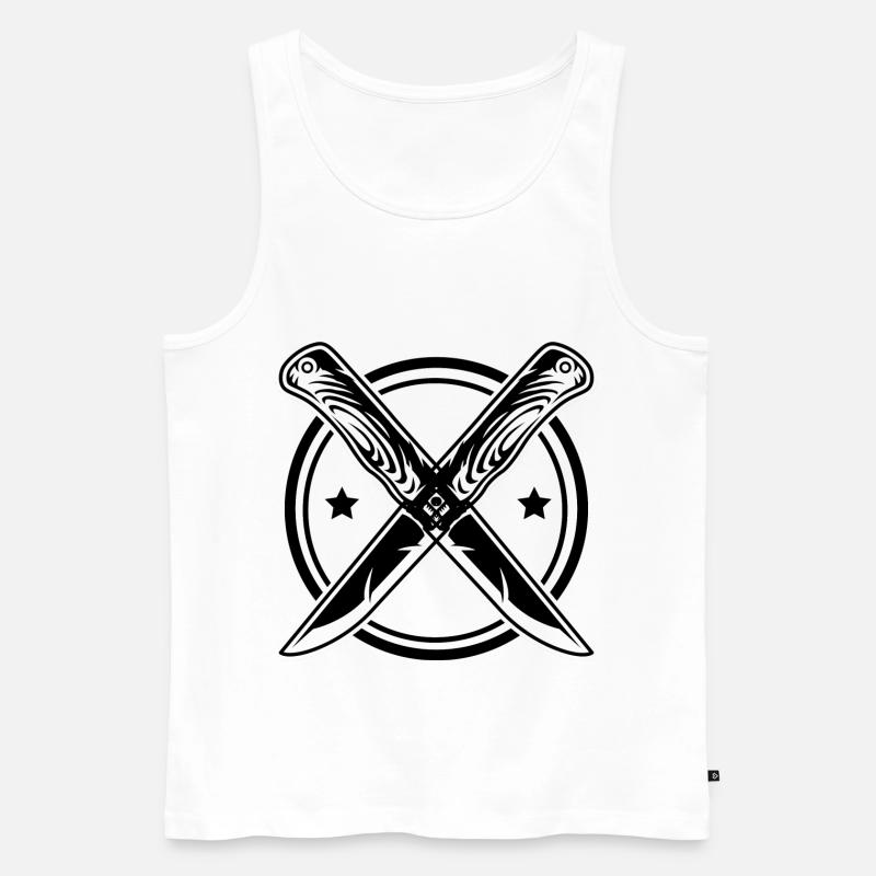 Messer - Männer Premium Bio Tank Top - Weiß
