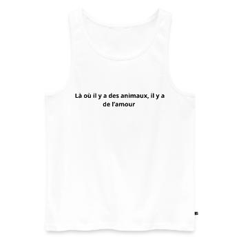 là_où_il_y_a_des_animaux_il_y_a_de_l'amour - Débardeur bio Premium Homme - blanc - Devant - Michal (187cm)
