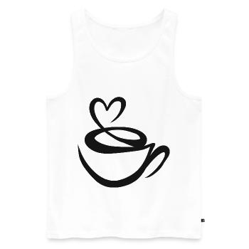 Tasse de café en grains de café - Débardeur bio Premium Homme - blanc - Devant - Michal (187cm)