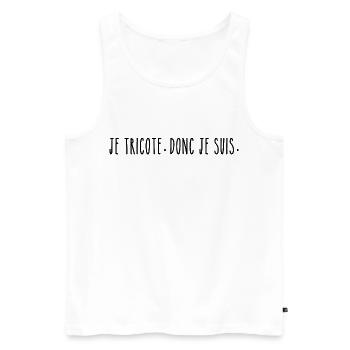 Je Tricote Donc Je Suis - Humour Tricot - Débardeur bio Premium Homme - blanc - Devant - Michal (187cm)