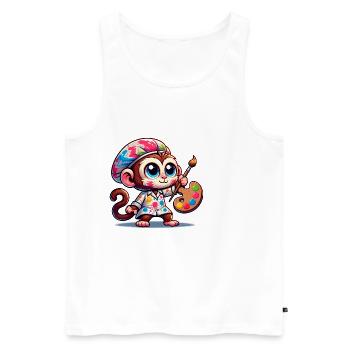 Cute Monkey Artist - Men's Premium Organic Tank Top - white - Front - Michal (187cm)