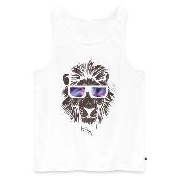 Lion cool avec des lunettes gros chat cadeau lionne - Débardeur bio Premium Homme - blanc - Devant - Michal (187cm)