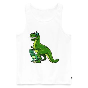 Dinosaurier Dino T-Rex Papa Vater Papi Geschenk - Männer Premium Bio Tank Top - Weiß - Vorne - Michal (187cm)