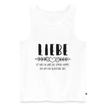 Liebe - Spruch - Bedeutung - Paar - Männer Premium Bio Tank Top - Weiß - Vorne - Michal (187cm)