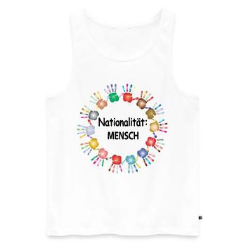 Gegen Rassismus Friede Freiheit - Männer Premium Bio Tank Top - Weiß - Vorne - Michal (187cm)
