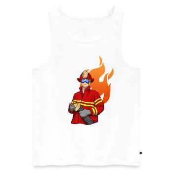 Feuerwehrmann Firefighter - Männer Premium Bio Tank Top - Weiß - Vorne - AI Model Male 178 light (178cm)