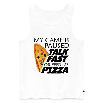 Mon jeu est en pause. Drôle disant gamer et pizza - Débardeur bio Premium Homme - blanc - Devant - Michal (187cm)