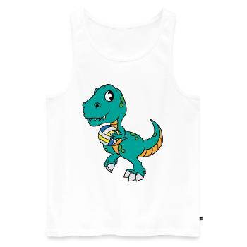 Dinosaurier Volleyball Spieler Dino Süßer Geschenk - Männer Premium Bio Tank Top - Weiß - Vorne - Michal (187cm)