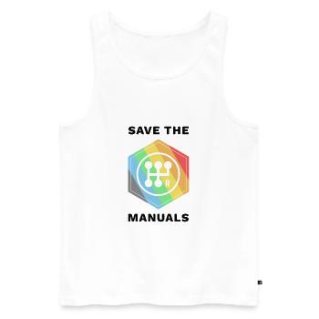 Save the manuals - Drift Motorsport T-Shirt - Männer Premium Bio Tank Top - Weiß - Vorne - AI Model Male 178 light (178cm)