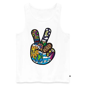 Peace Sign Peace and Peace Hanzeichen - Men's Premium Organic Tank Top - white - Front - AI Model Male 178 light (178cm)