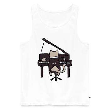 Chat Clavier Piano Piano Musique Enfants Cadeau - Débardeur bio Premium Homme - blanc - Devant - Michal (187cm)