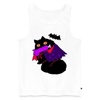 Cat Halloween bat scary gift - Men's Premium Organic Tank Top - white - Front - AI Model Male 178 light (178cm)
