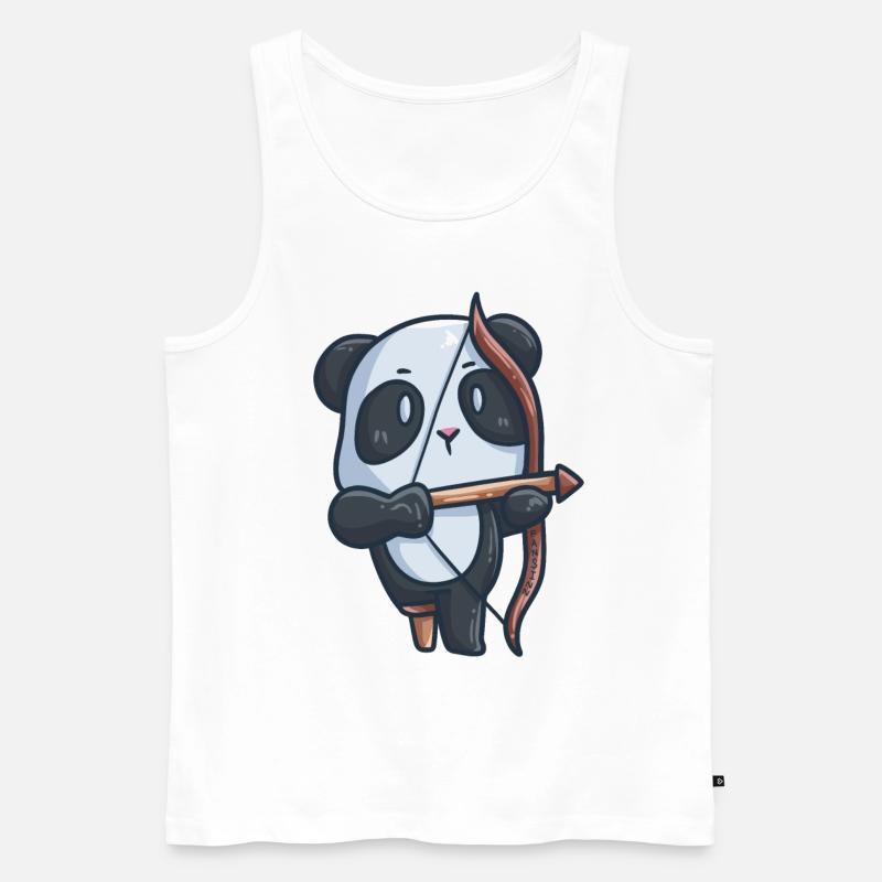 Panda Bogenschießen Behinderung Prothese Geschenk - Männer Premium Bio Tank Top - Weiß
