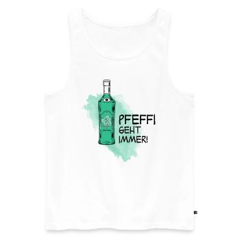 Pfeffi geht immer! T-Shirt - Männer Premium Bio Tank Top - Weiß - Vorne - Michal (187cm)
