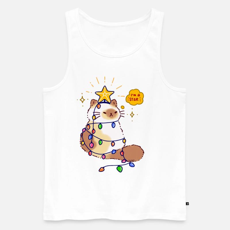 Katze Lichterkette Stern Weihnachtsbaum Geschenk - Männer Premium Bio Tank Top - Weiß