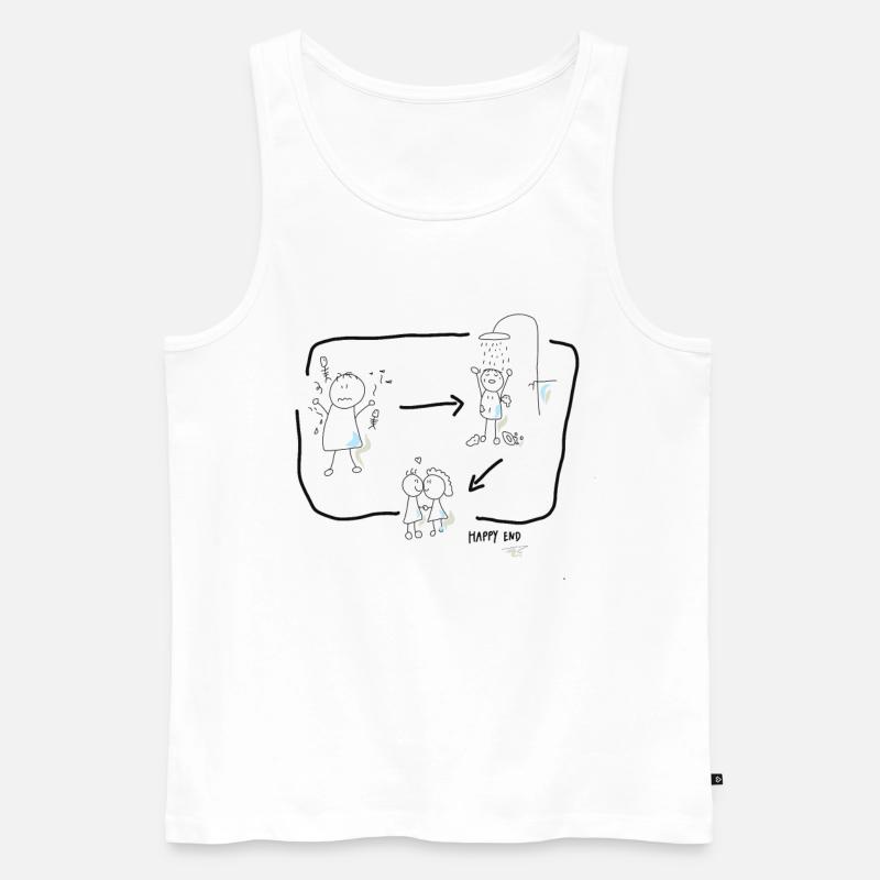 Duschen macht Stinker sauber - Männer Premium Bio Tank Top - Weiß