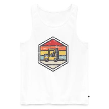 Retro Badge Forklift - Men's Premium Organic Tank Top - white - Front - AI Model Male 178 light (178cm)