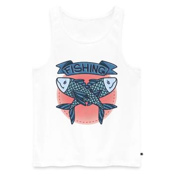 Pêche poissons lac rivière étang nageoire appât cadeau - Débardeur bio Premium Homme - blanc - Devant - Michal (187cm)