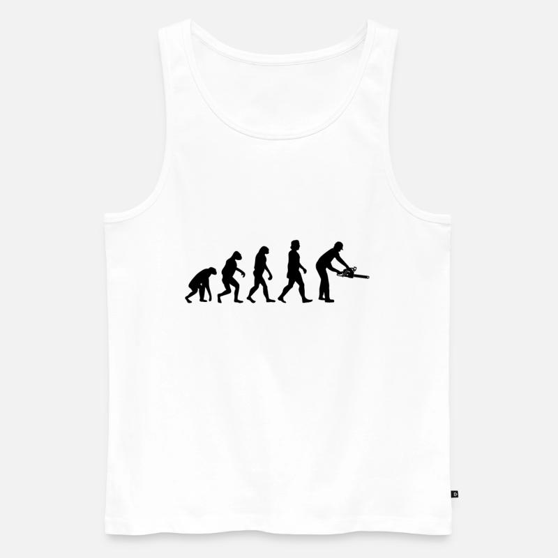 Baumfäller Motorsäge Kettensäge Evolution - Männer Premium Bio Tank Top - Weiß