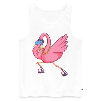 tamponner flamant drôle fête oiseau - Débardeur bio Premium Homme - blanc - Devant - AI Model Male 178 light (178cm)