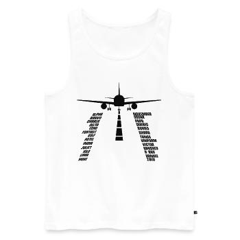 Phonetic Alphabet T Shirt Pilot Airplane Shirt - Men's Premium Organic Tank Top - white - Front - AI Model Male 178 light (178cm)