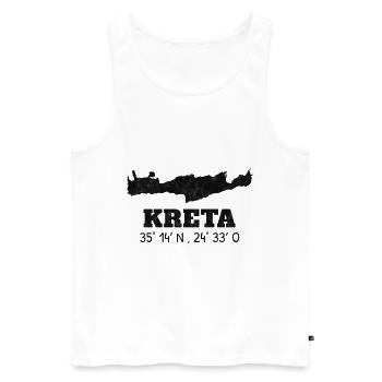 Griechenland Kreta Koordinaten Insel Urlaub Reise - Männer Premium Bio Tank Top - Weiß - Vorne - Michal (187cm)