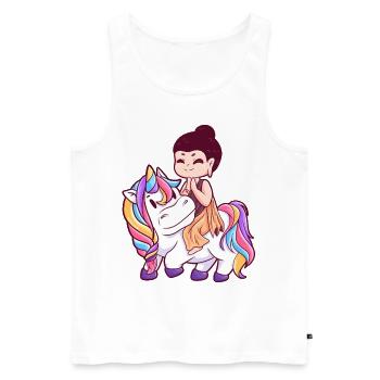 Buddha rides big colorful unicorn - Men's Premium Organic Tank Top - white - Front - Michal (187cm)