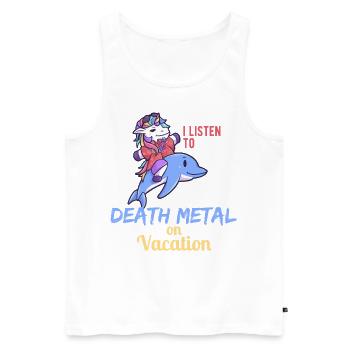 Death Metal Einhorn Urlaub Unicorn - Männer Premium Bio Tank Top - Weiß - Vorne - Michal (187cm)