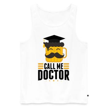 Docteur Doctor Thesis Doctor Robe Doctor - Débardeur bio Premium Homme - blanc - Devant - AI Model Male 178 light (178cm)