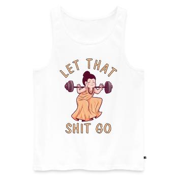 Let That Shit Go Buddha Gym Sport - Débardeur bio Premium Homme - blanc - Devant - AI Model Male 178 light (178cm)