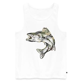 Zander - Männer Premium Bio Tank Top - Weiß - Vorne - Michal (187cm)