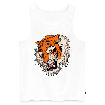 Katze Japanischer Tiger Tattoo Design Zeichnung - Männer Premium Bio Tank Top - Weiß - Vorne - Michal (187cm)