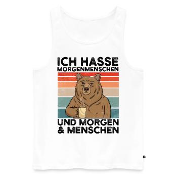 Ich hasse Morgenmenschen - Männer Premium Bio Tank Top - Weiß - Vorne - Michal (187cm)
