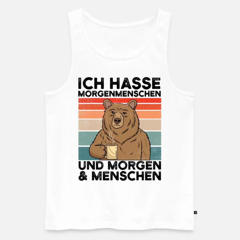 Ich hasse Morgenmenschen - Männer Premium Bio Tank Top - Weiß