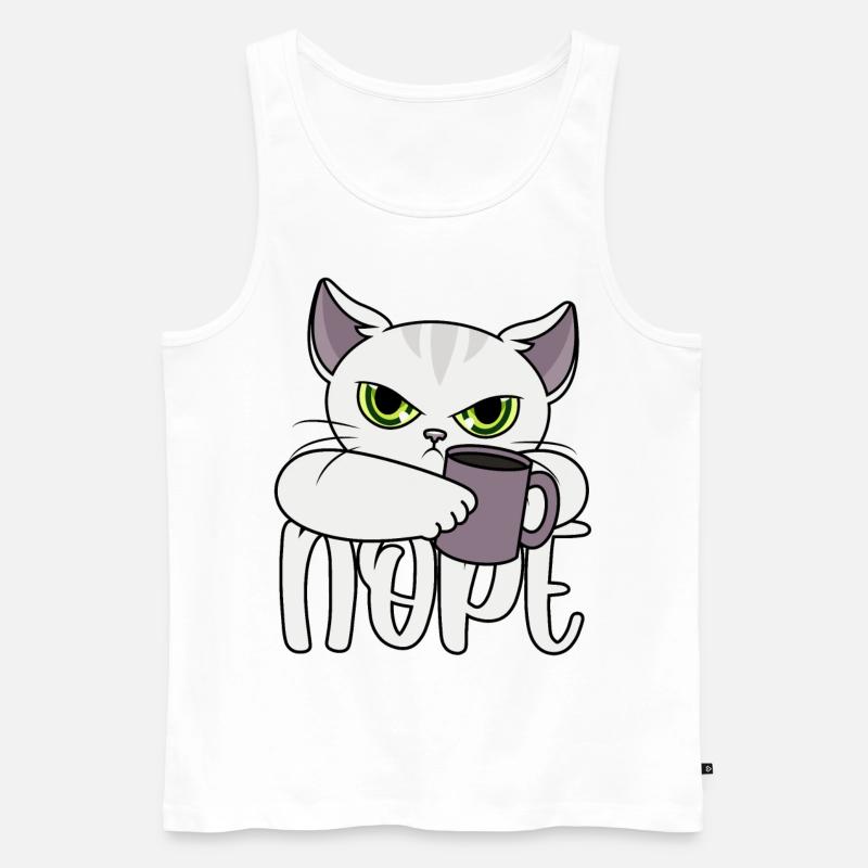 Nope Katze Kaffee - Männer Premium Bio Tank Top - Weiß