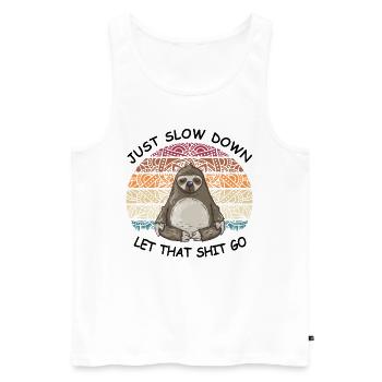 Yoga Faultier Spruch Mandala Buddha Geschenk Idee - Männer Premium Bio Tank Top - Weiß - Vorne - Michal (187cm)