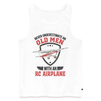 Never underestimate an old men with an RC Airplane - Männer Premium Bio Tank Top - Weiß - Vorne - Michal (187cm)