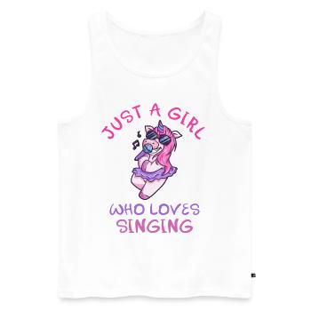 Juste une fille qui aime chanter la licorne - Débardeur bio Premium Homme - blanc - Devant - Michal (187cm)