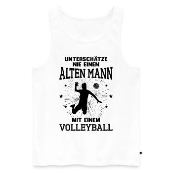 Alter Mann mit einem Volleyball Trainer Volleyball - Männer Premium Bio Tank Top - Weiß - Vorne - Michal (187cm)