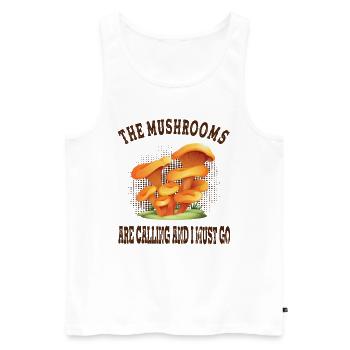 The Mushrooms Are Calling Chanterelle Mushroom Pickers - Men's Premium Organic Tank Top - white - Front - AI Model Male 178 light (178cm)