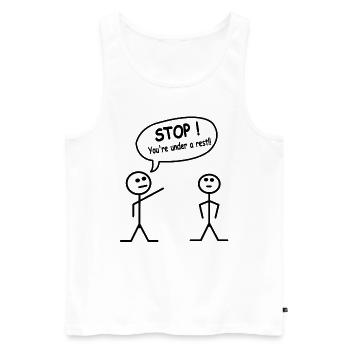 Stick figure dessin au trait meme dictons - Débardeur bio Premium Homme - blanc - Devant - AI Model Male 178 light (178cm)