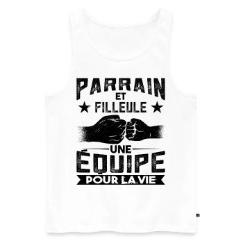 Parrain et Filleule Cadeau - Débardeur bio Premium Homme - blanc - Devant - Michal (187cm)