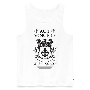 Schwarzes Aut Vincere Aut Mori - Männer Premium Bio Tank Top - Weiß - Vorne - AI Model Male 178 light (178cm)