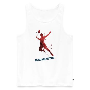 Badminton Red Man - Men's Premium Organic Tank Top - white - Front - Michal (187cm)