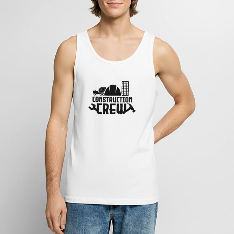 Construction workers team profession building construction site construction work Men's Premium Organic Tank Top