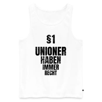 Regel 1 Unioner haben immer recht Fußball Spruch - Männer Premium Bio Tank Top - Weiß - Vorne - Michal (187cm)